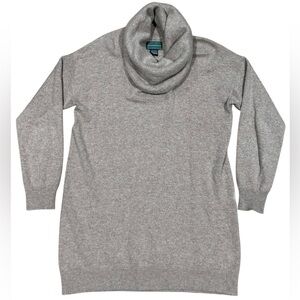 Hammacher Schlemmer Sz L Cashmere Cowl Neck Sweater Beige Classic Cozy